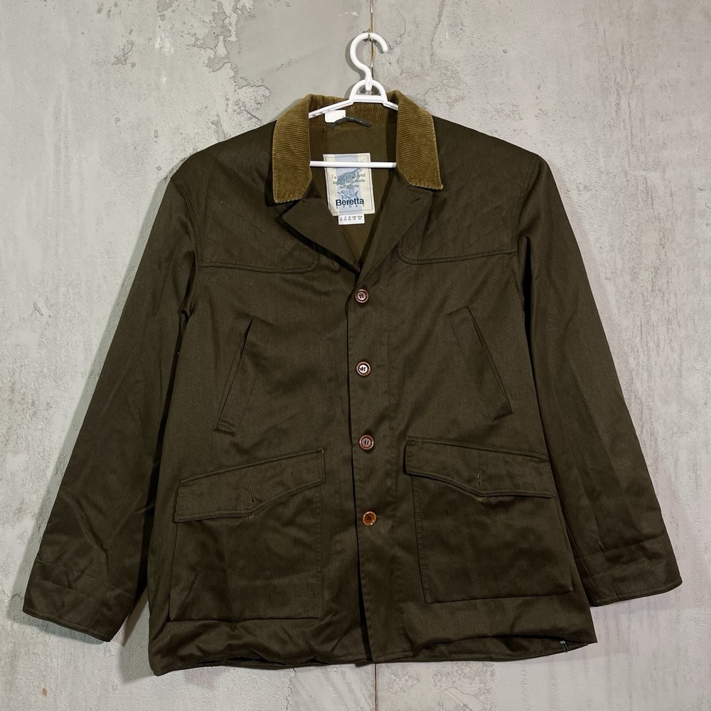 EUC Beretta Olive Green Military Field Jacket with Corduroy Collar